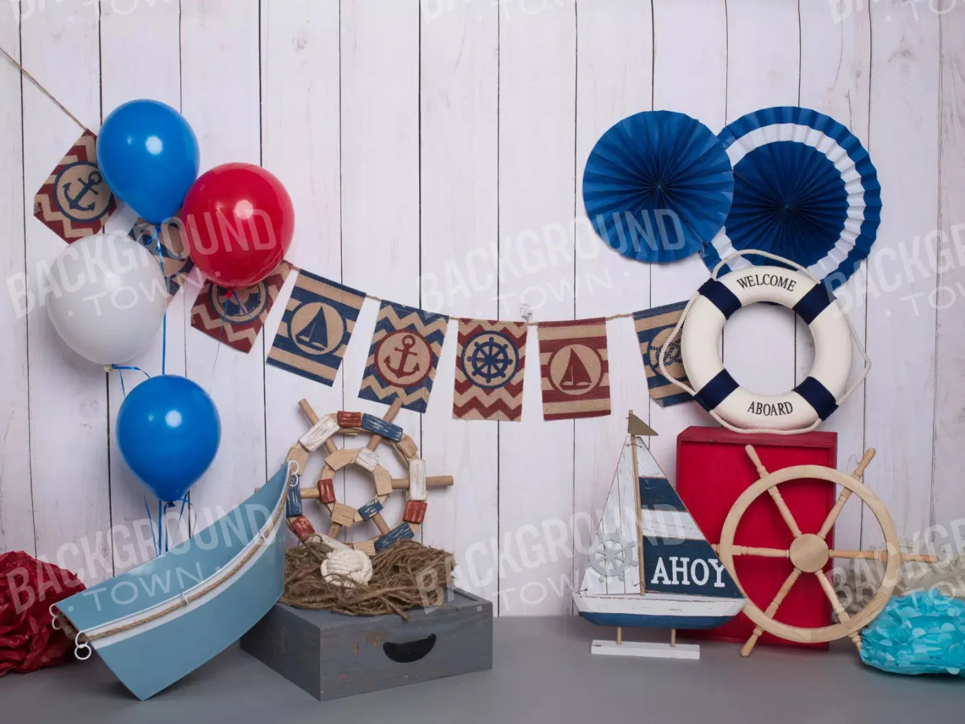 Nautical Party 7X5 Ultracloth ( 84 X 60 Inch ) Backdrop