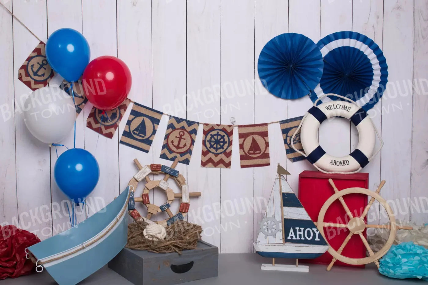 Nautical Party 8X5 Ultracloth ( 96 X 60 Inch ) Backdrop