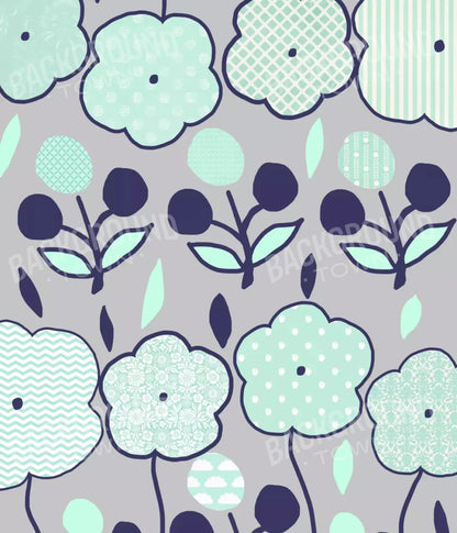 Navy Mint Floral 10X12 Ultracloth ( 120 X 144 Inch ) Backdrop