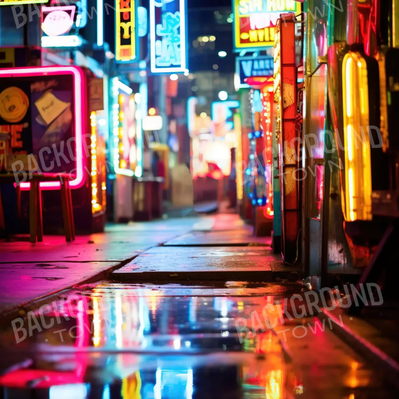 Neon Alley I 8X8 Fleece ( 96 X Inch ) Backdrop