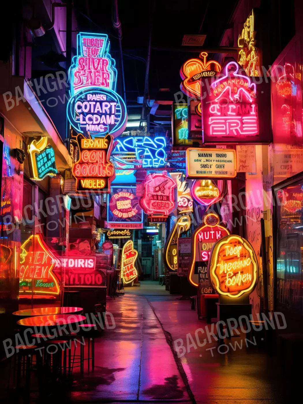 Neon Alley Ii 5X68 Fleece ( 60 X 80 Inch ) Backdrop