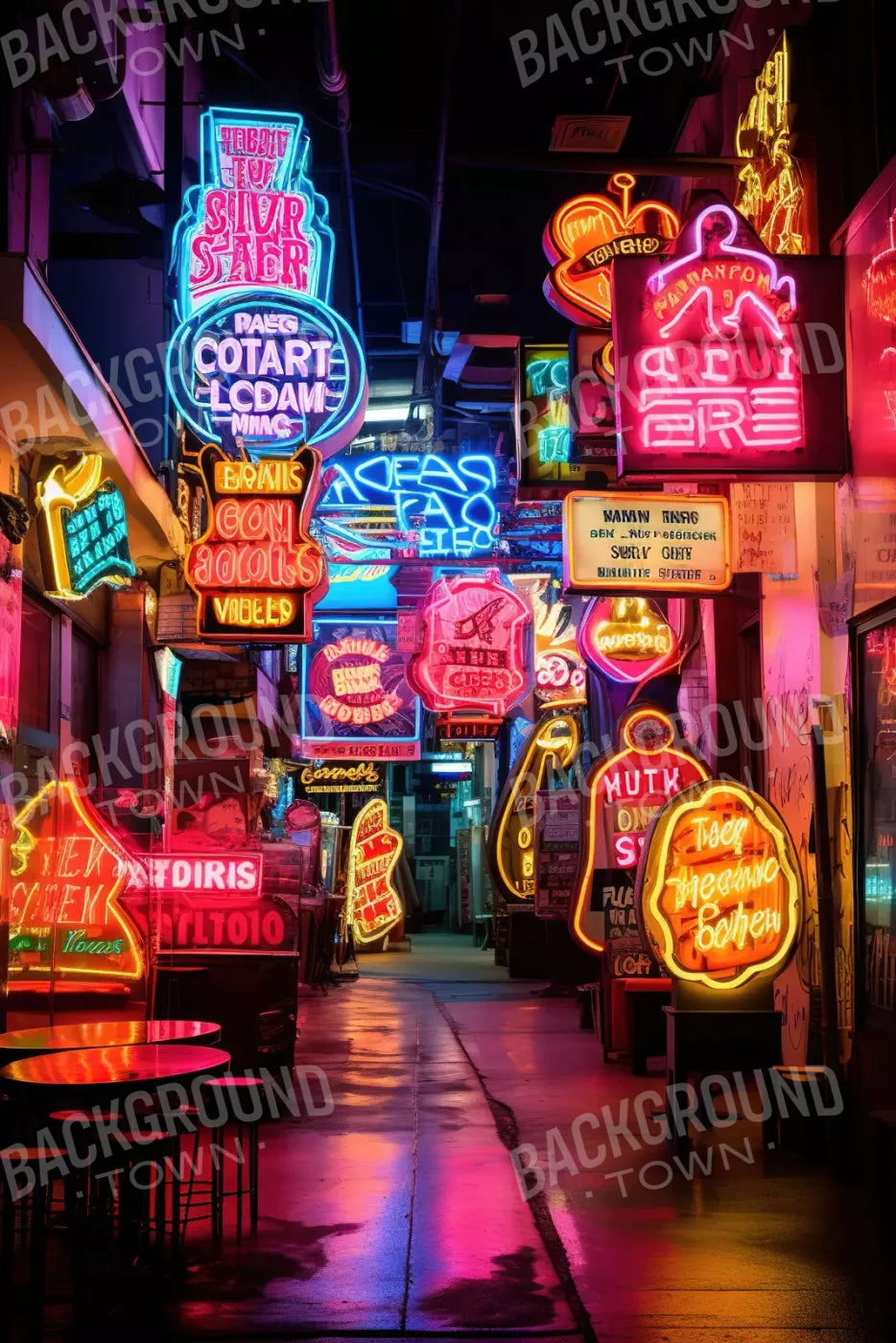 Neon Alley Ii 8X12 Ultracloth ( 96 X 144 Inch ) Backdrop