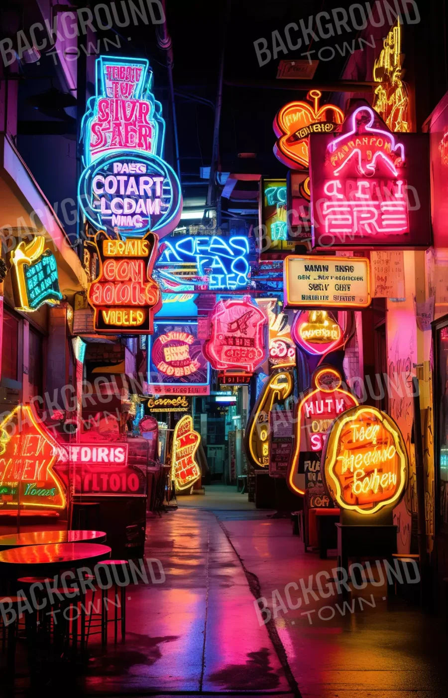 Neon Alley Ii 9X14 Ultracloth ( 108 X 168 Inch ) Backdrop