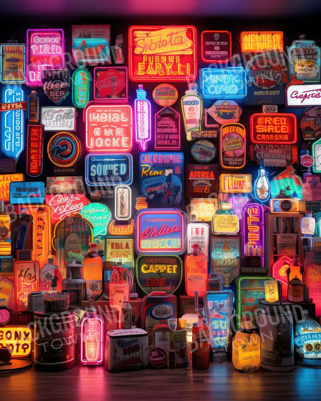 Neon Wall 8X10 Fleece ( 96 X 120 Inch ) Backdrop