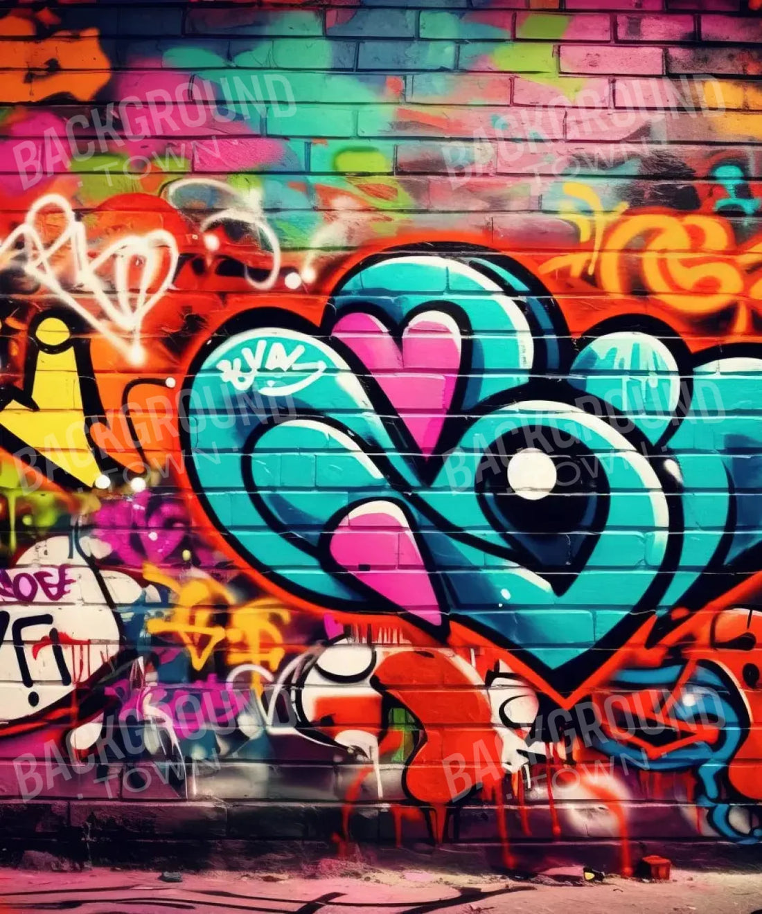 Neon Graffiti Urban brick wall Backdrop for Photography
