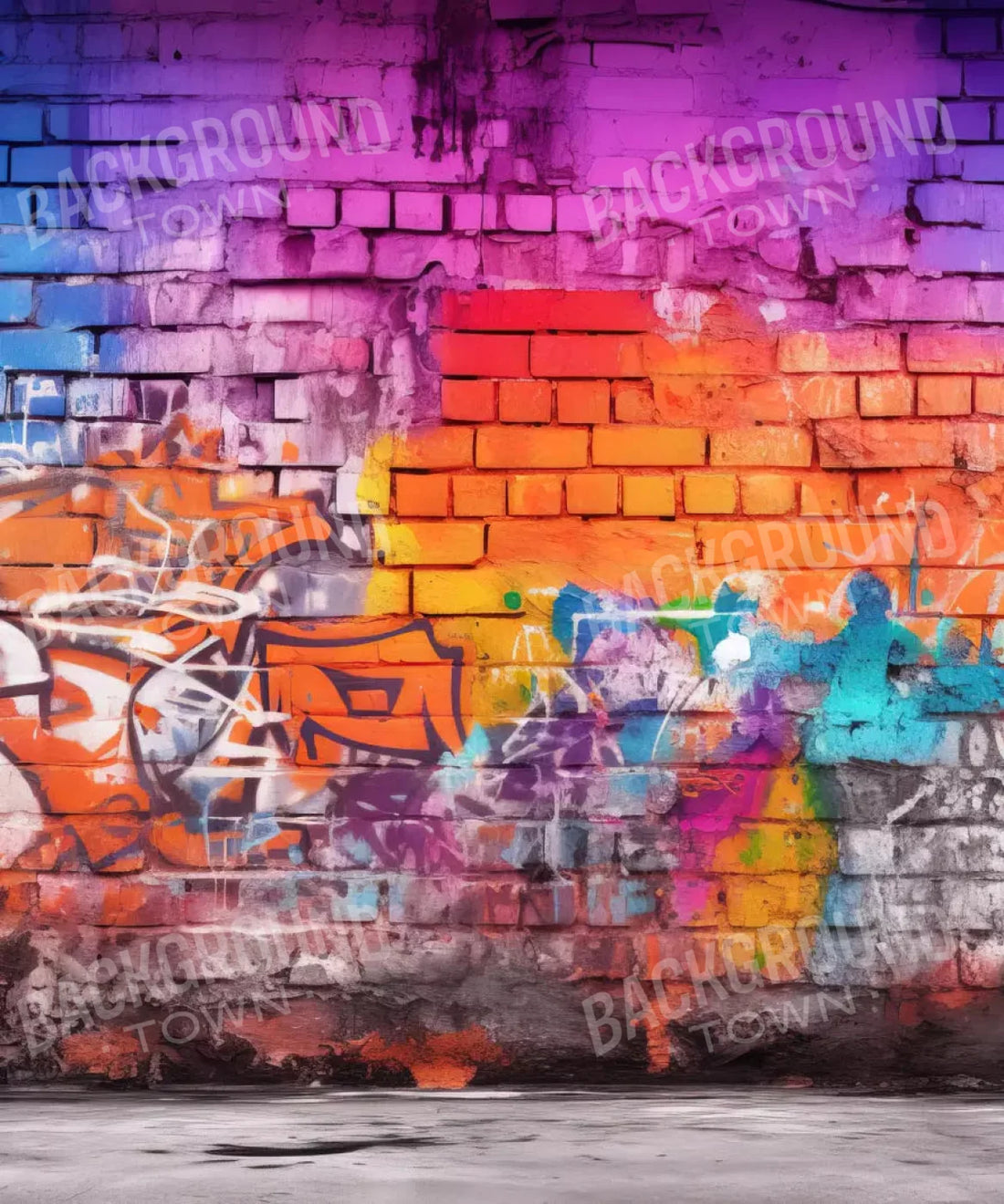 Neon Graffiti Urban brick wall Backdrop for Photography