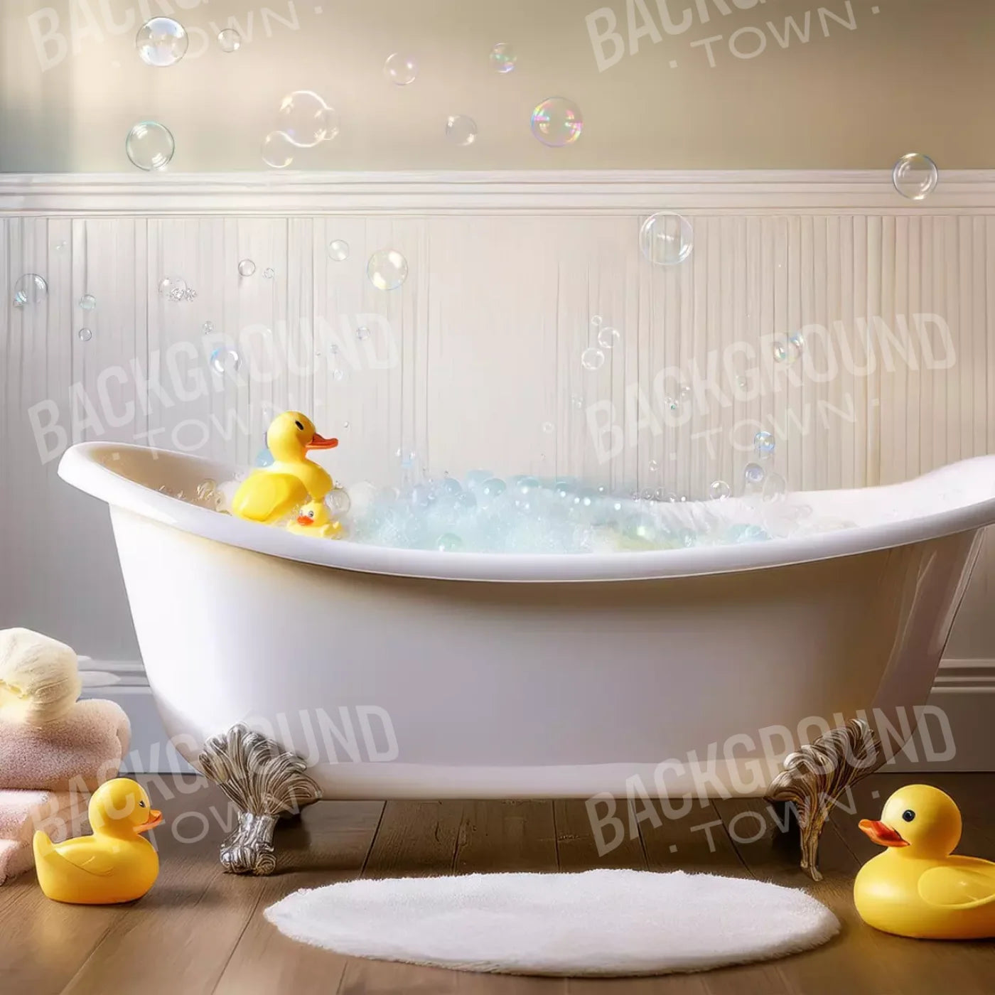 Neutral Rubber Duckie Bath 10’X10’ Ultracloth (120 X Inch) Backdrop