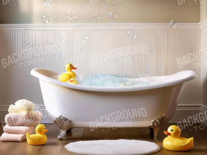 Neutral Rubber Duckie Bath 6’8X5’ Fleece (80 X 60 Inch) Backdrop