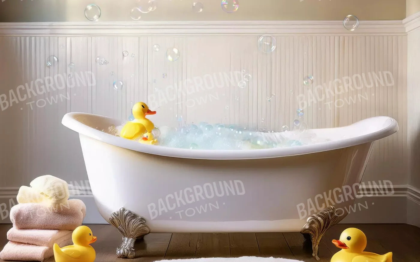 Neutral Rubber Duckie Bath 8’X5’ Ultracloth (96 X 60 Inch) Backdrop