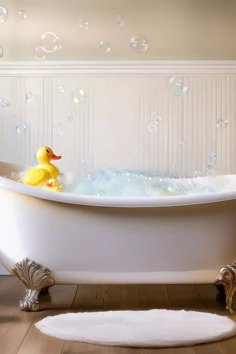 Neutral Rubber Duckie Bath Backdrop