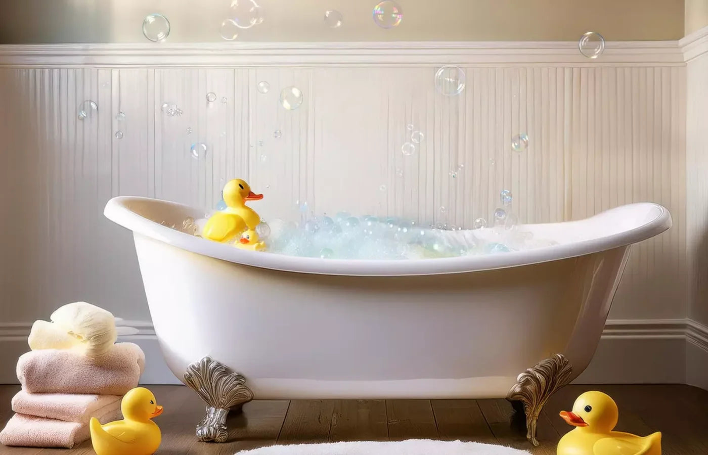 Neutral Rubber Duckie Bath Backdrop