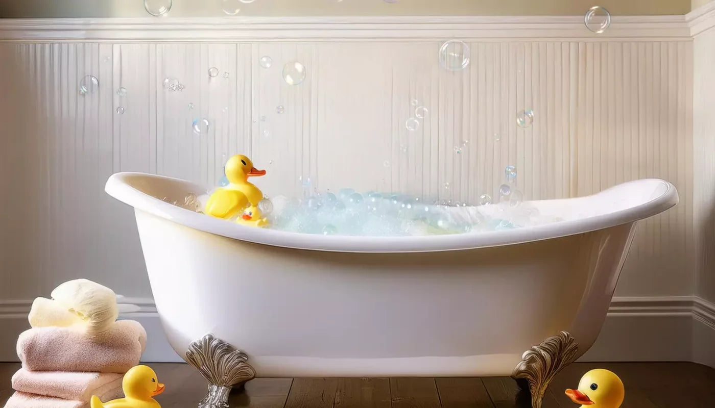 Neutral Rubber Duckie Bath Backdrop