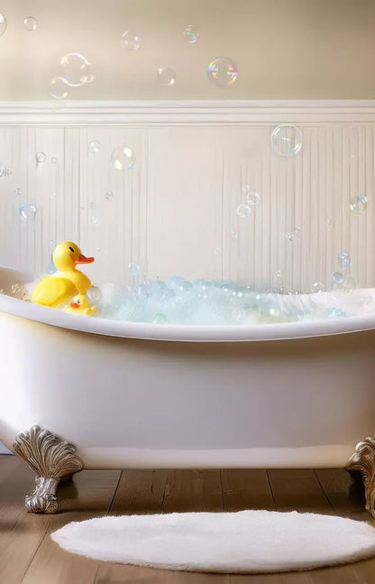 Neutral Rubber Duckie Bath Backdrop