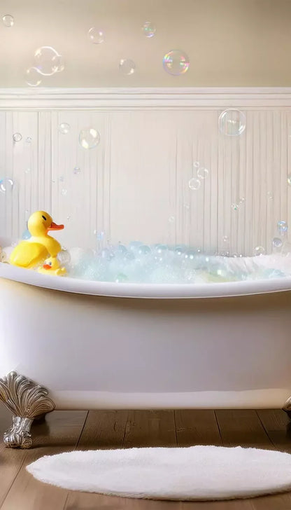 Neutral Rubber Duckie Bath Backdrop