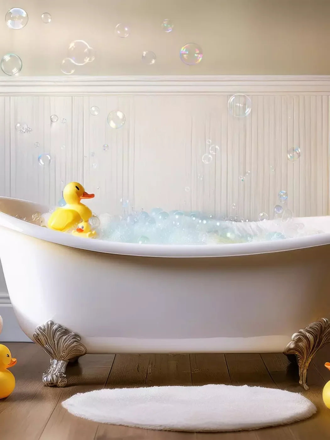 Neutral Rubber Duckie Bath Backdrop