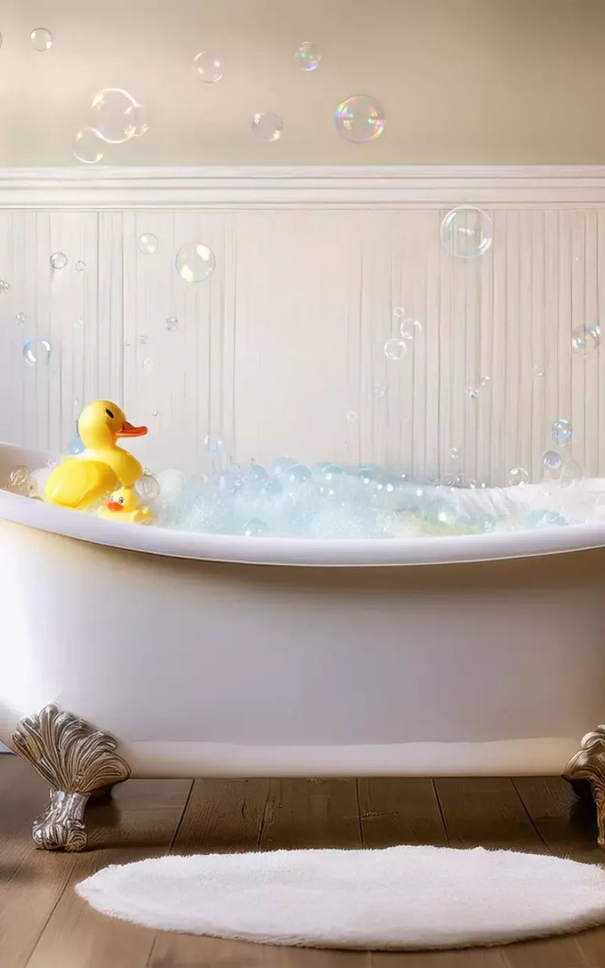 Neutral Rubber Duckie Bath Backdrop