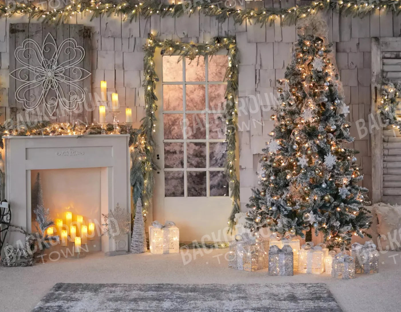 Night Before Christmas 8X6 Fleece ( 96 X 72 Inch ) Backdrop
