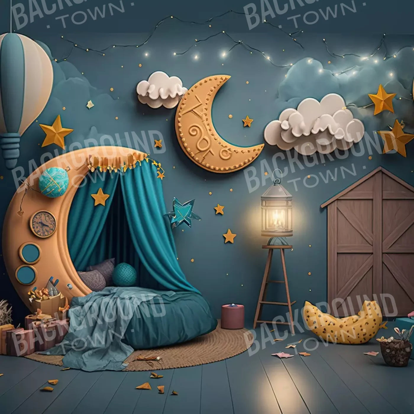 Night Moon Room 10’X10’ Ultracloth (120 X Inch) Backdrop