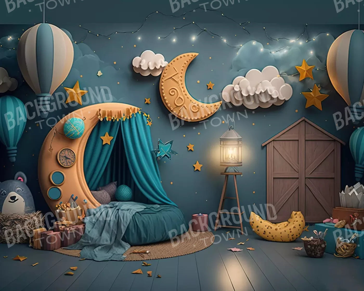 Night Moon Room 10’X8’ Fleece (120 X 96 Inch) Backdrop