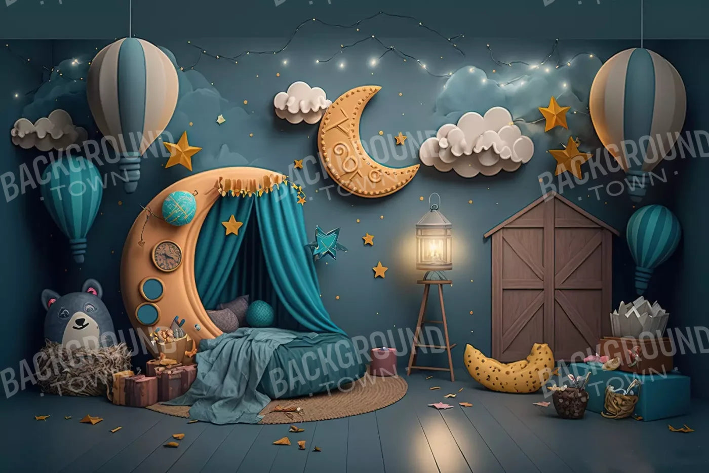 Night Moon Room 12’X8’ Ultracloth (144 X 96 Inch) Backdrop