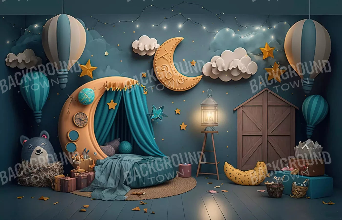 Night Moon Room 14’X9’ Ultracloth (168 X 108 Inch) Backdrop