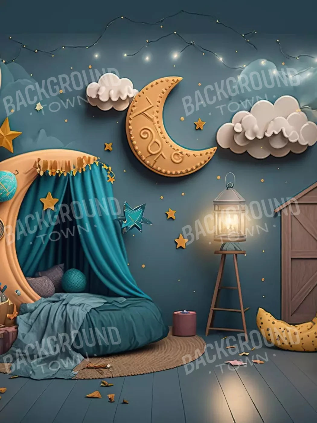 Night Moon Room 5’X6’8 Fleece (60 X 80 Inch) Backdrop