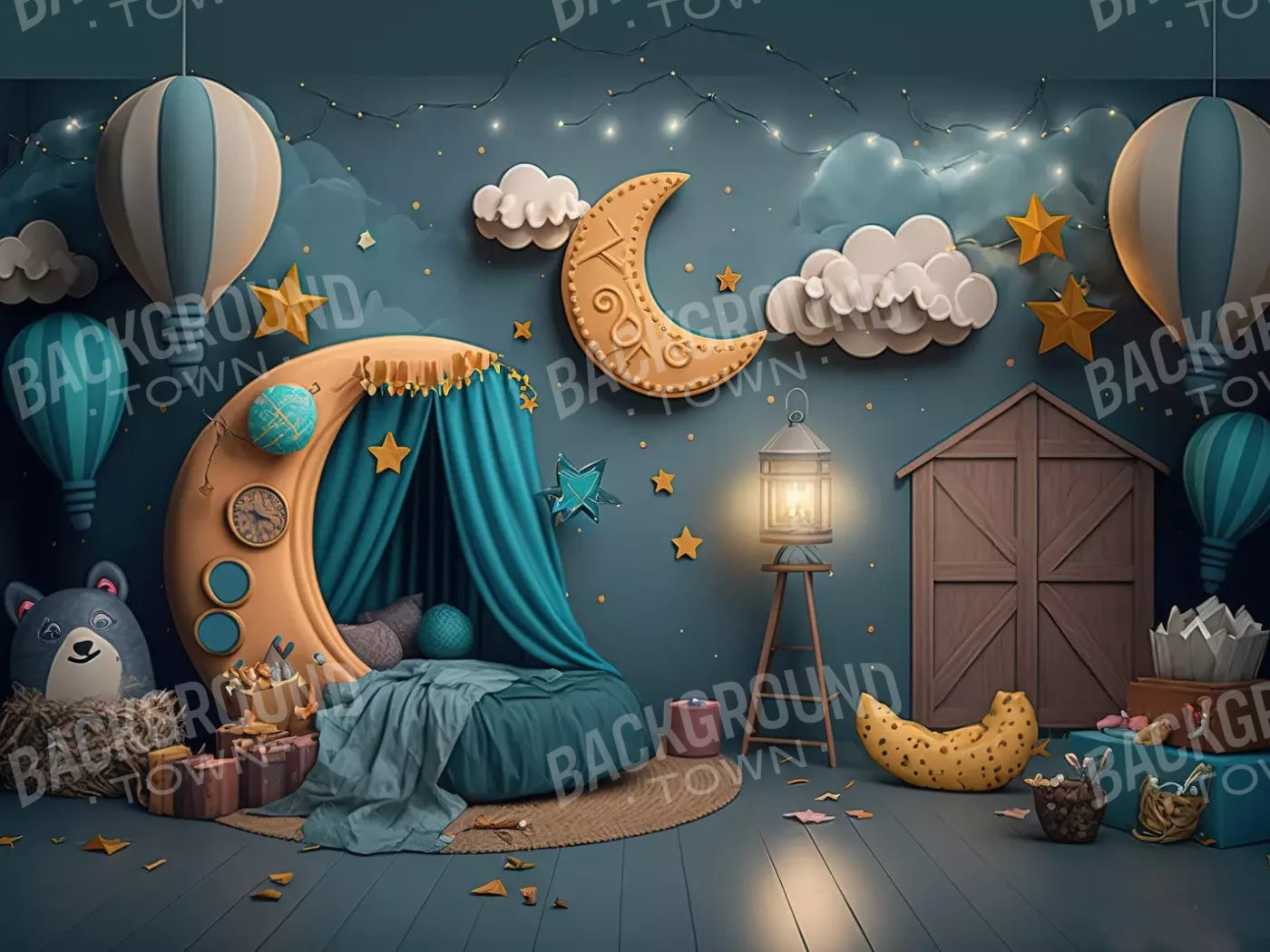 Night Moon Room 6’8X5’ Fleece (80 X 60 Inch) Backdrop