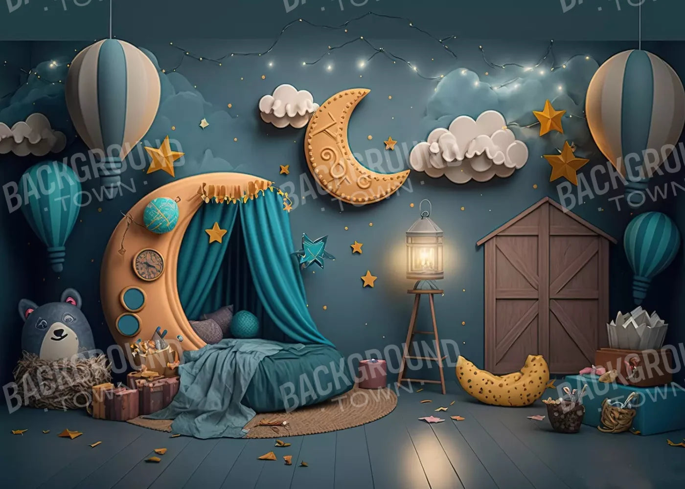 Night Moon Room 7’X5’ Ultracloth (84 X 60 Inch) Backdrop