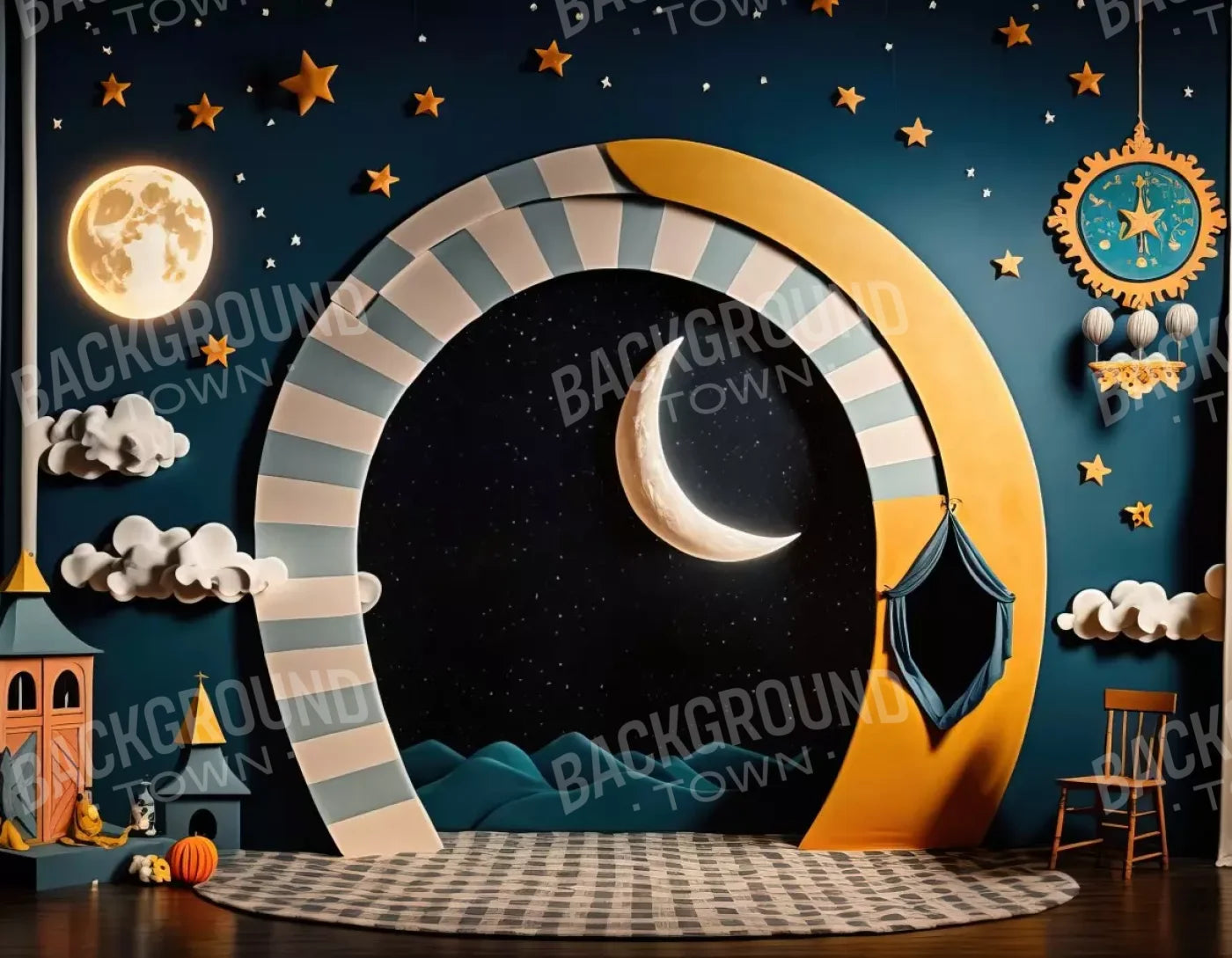 Night Time Lullaby 8X6 Fleece ( 96 X 72 Inch ) Backdrop