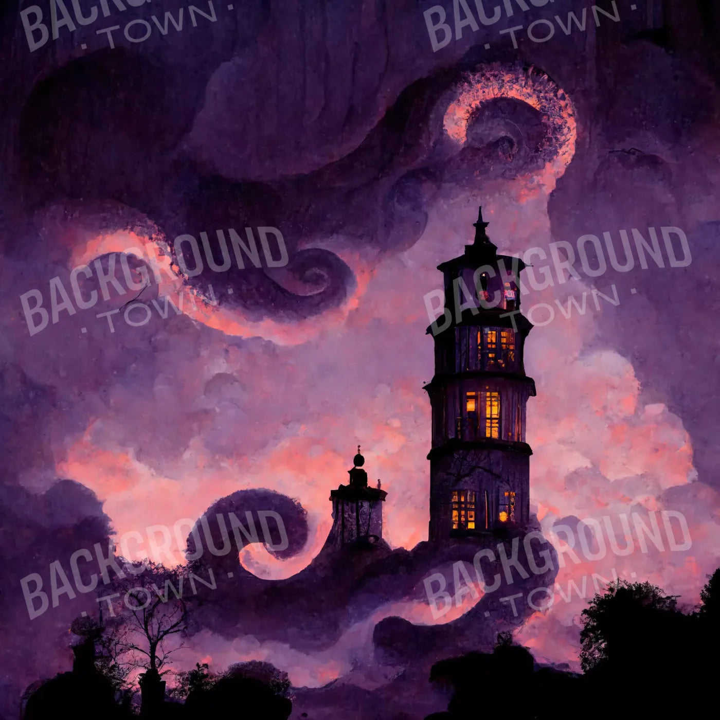 Night Tower 10X10 Ultracloth ( 120 X Inch ) Backdrop