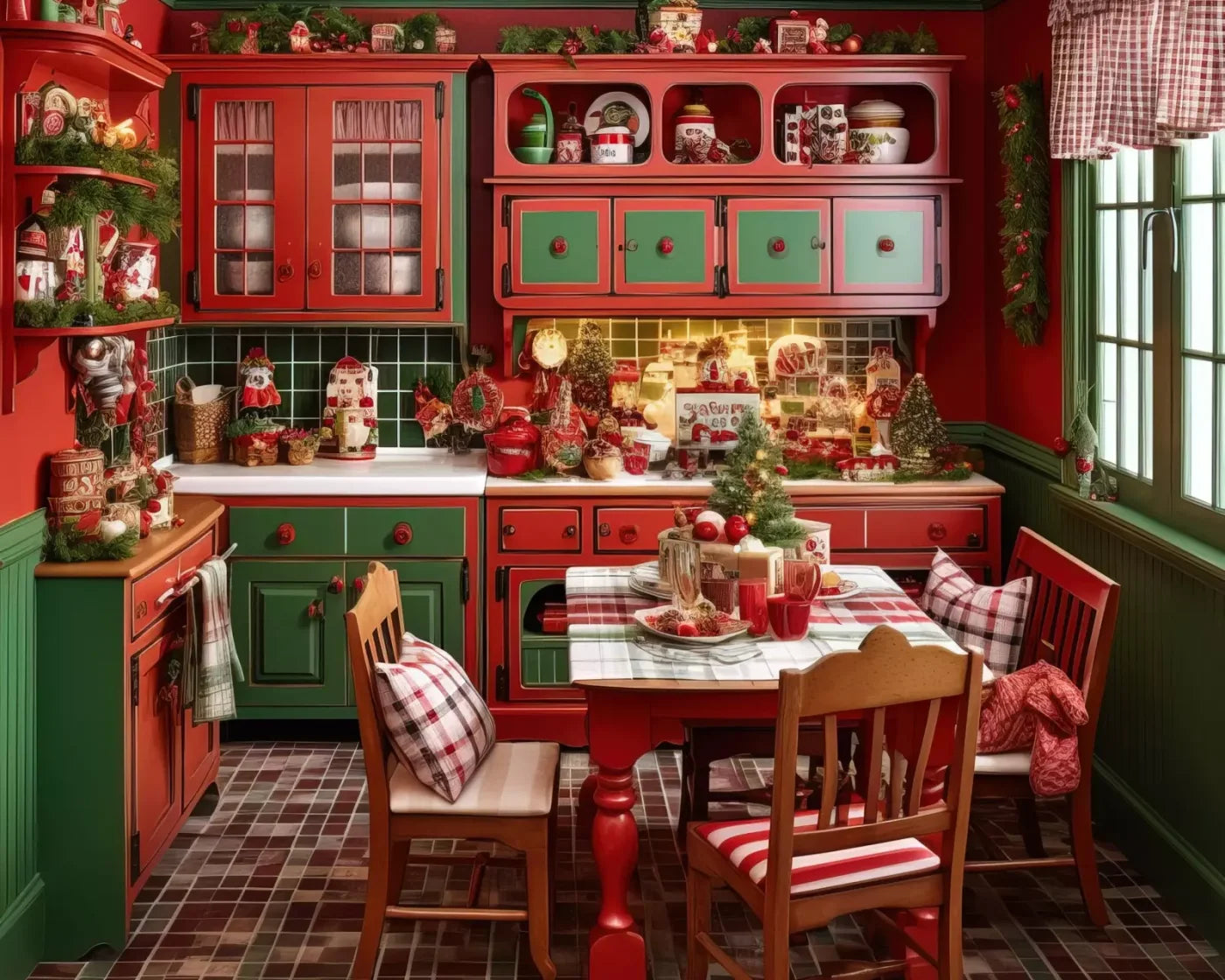 North Pole Kitchen 10’X8’ Fleece (120 X 96 Inch) Backdrop