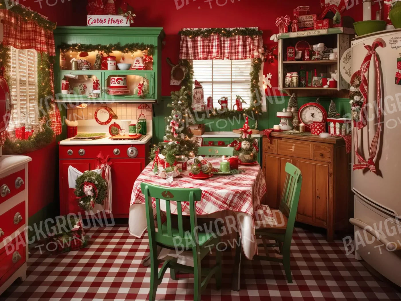 North Pole Kitchen Ii 8’X6’ Fleece (96 X 72 Inch) Backdrop