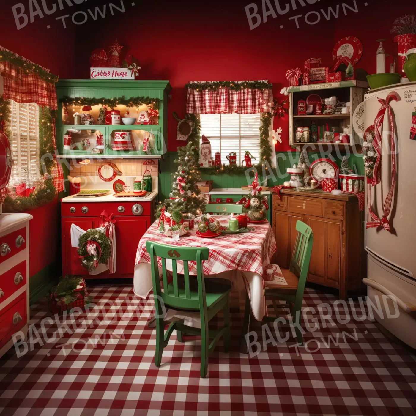 North Pole Kitchen Ii 8’X8’ Fleece (96 X Inch) Backdrop