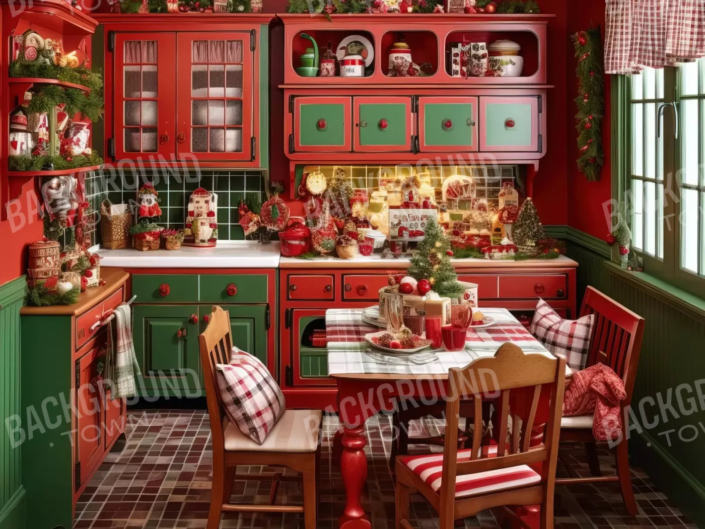 North Pole Kitchen 6’8X5’ Fleece (80 X 60 Inch) Backdrop