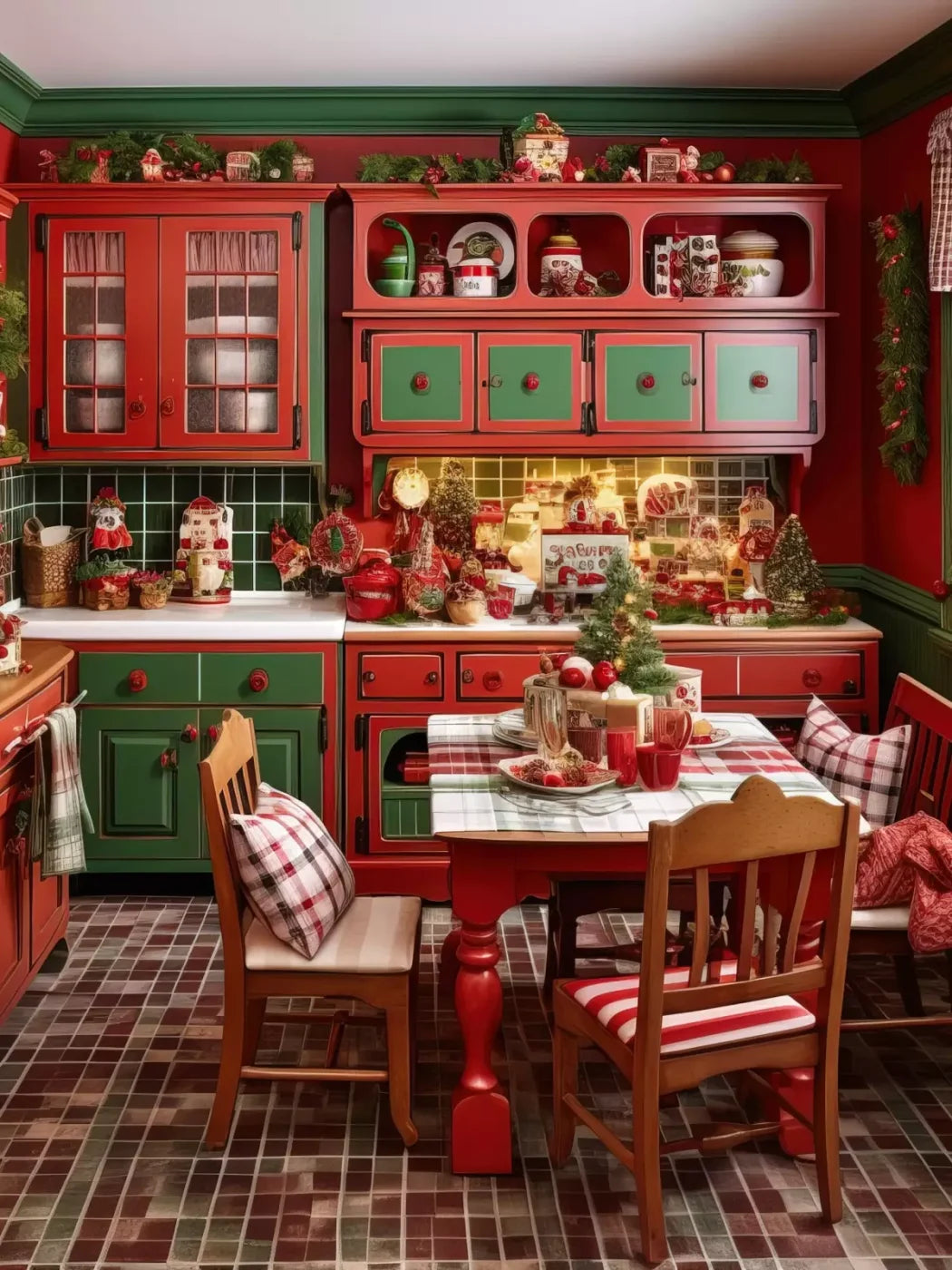 North Pole Kitchen 6’X8’ Fleece (72 X 96 Inch) Backdrop