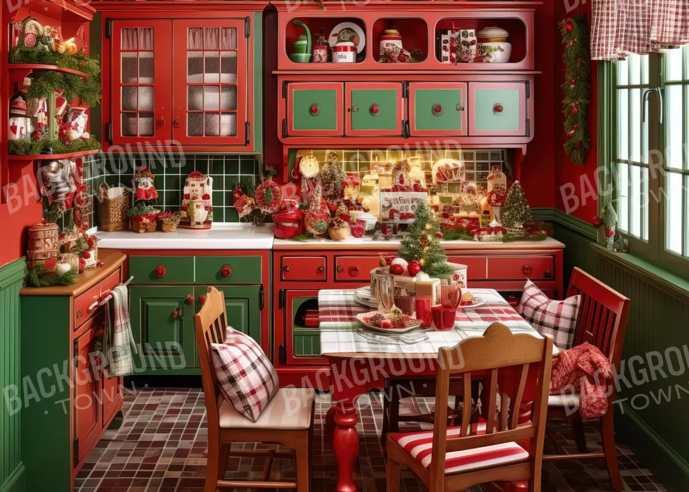 North Pole Kitchen 7’X5’ Ultracloth (84 X 60 Inch) Backdrop