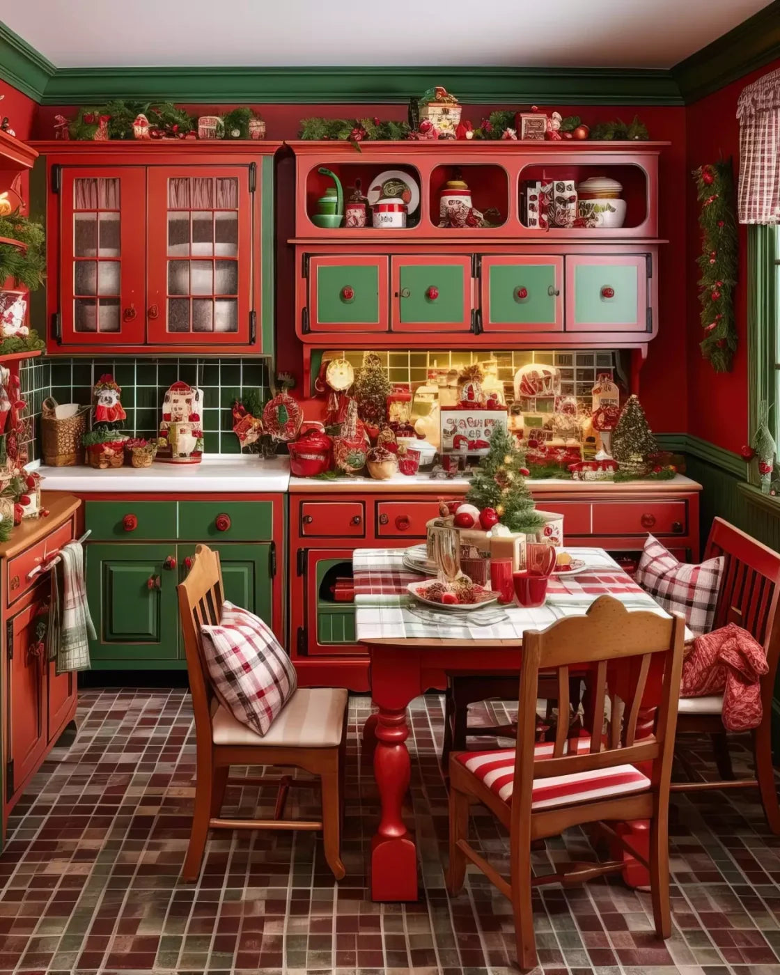 North Pole Kitchen 8’X10’ Fleece (96 X 120 Inch) Backdrop
