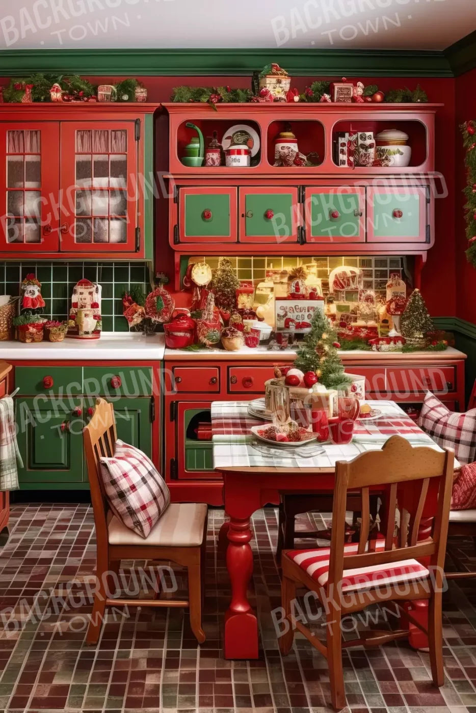 North Pole Kitchen 8’X12’ Ultracloth (96 X 144 Inch) Backdrop