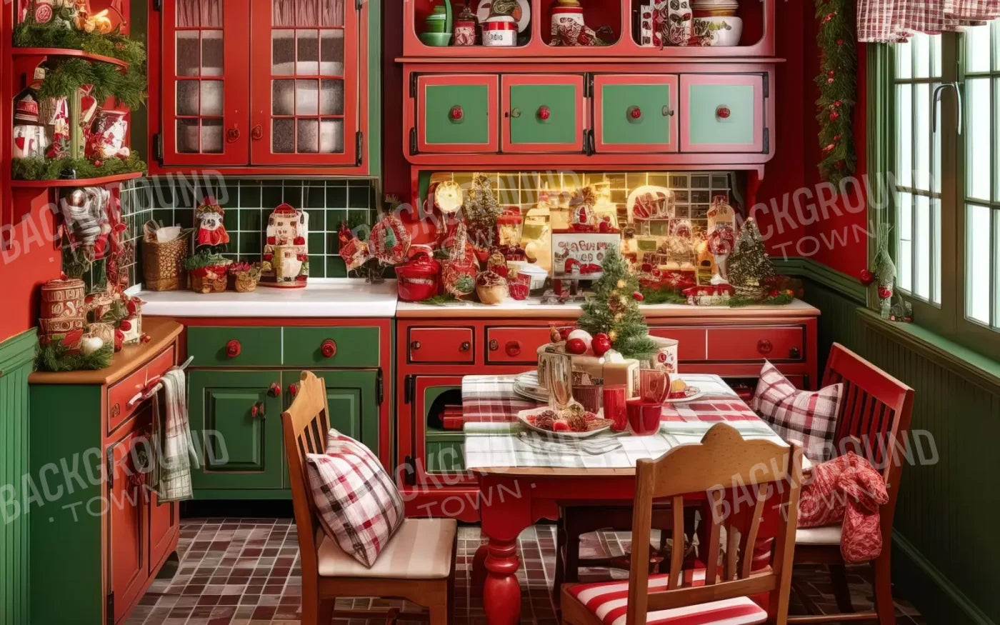 North Pole Kitchen 8’X5’ Ultracloth (96 X 60 Inch) Backdrop