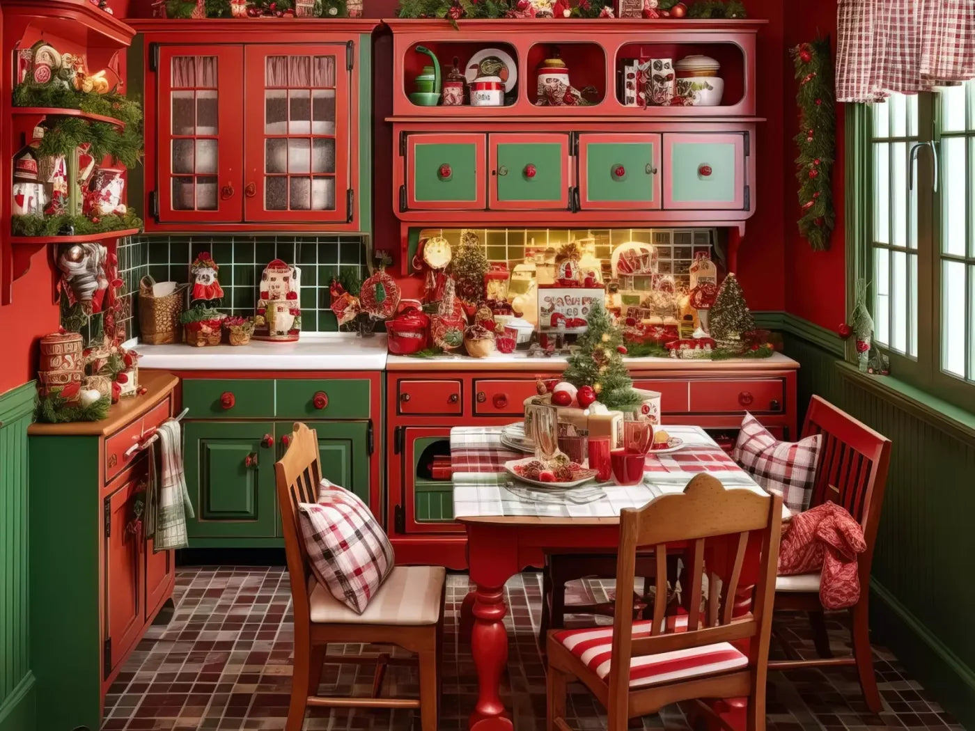 North Pole Kitchen 8’X6’ Fleece (96 X 72 Inch) Backdrop