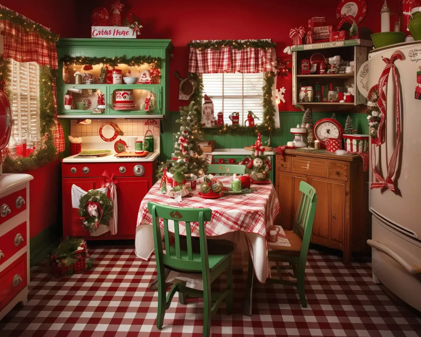 North Pole Kitchen Ii 10’X8’ Fleece (120 X 96 Inch) Backdrop
