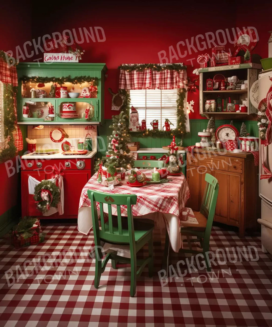 Red , White , Green  Backdrop for Photography