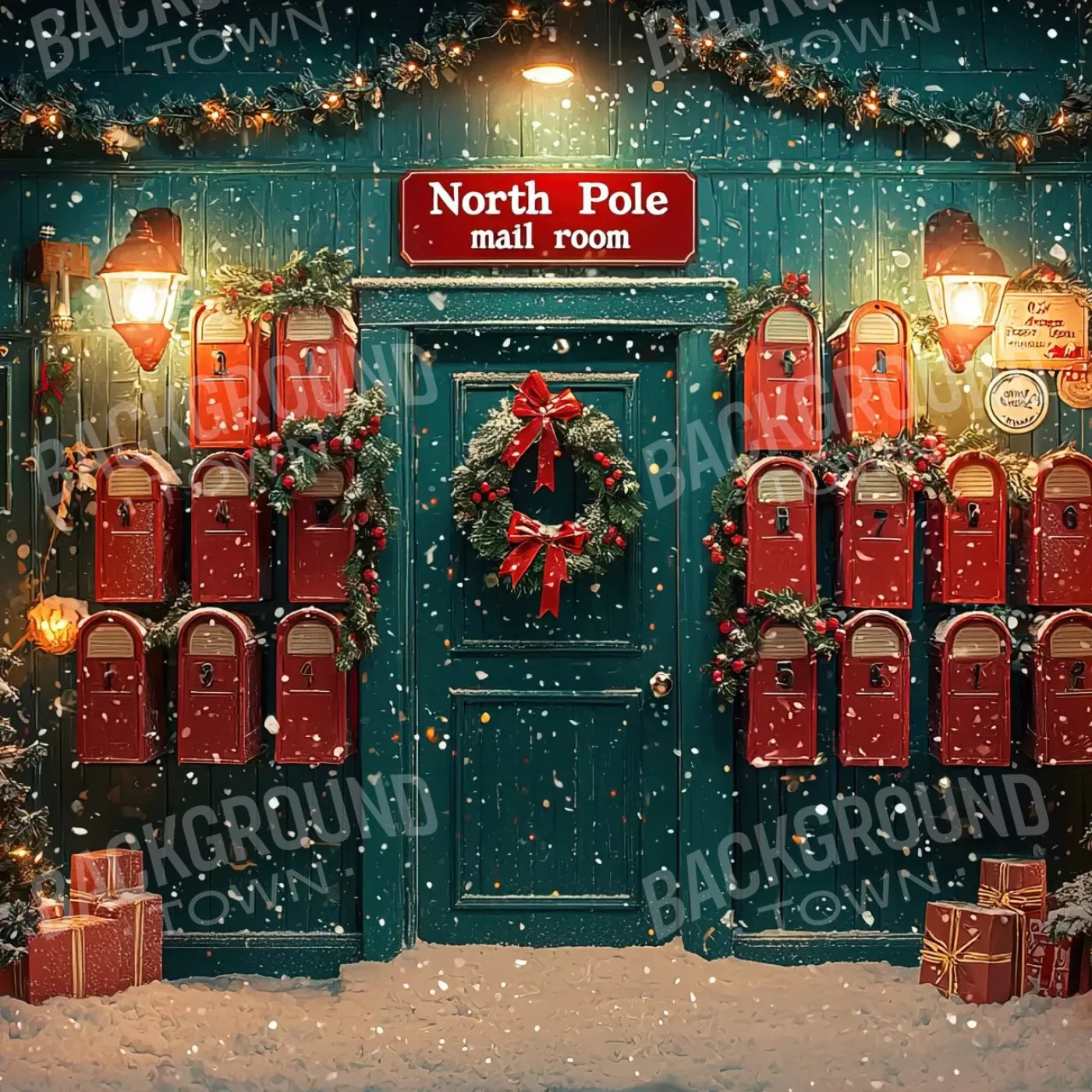 North Pole Mail Room I 10’X10’ Ultracloth (120 X Inch) Backdrop