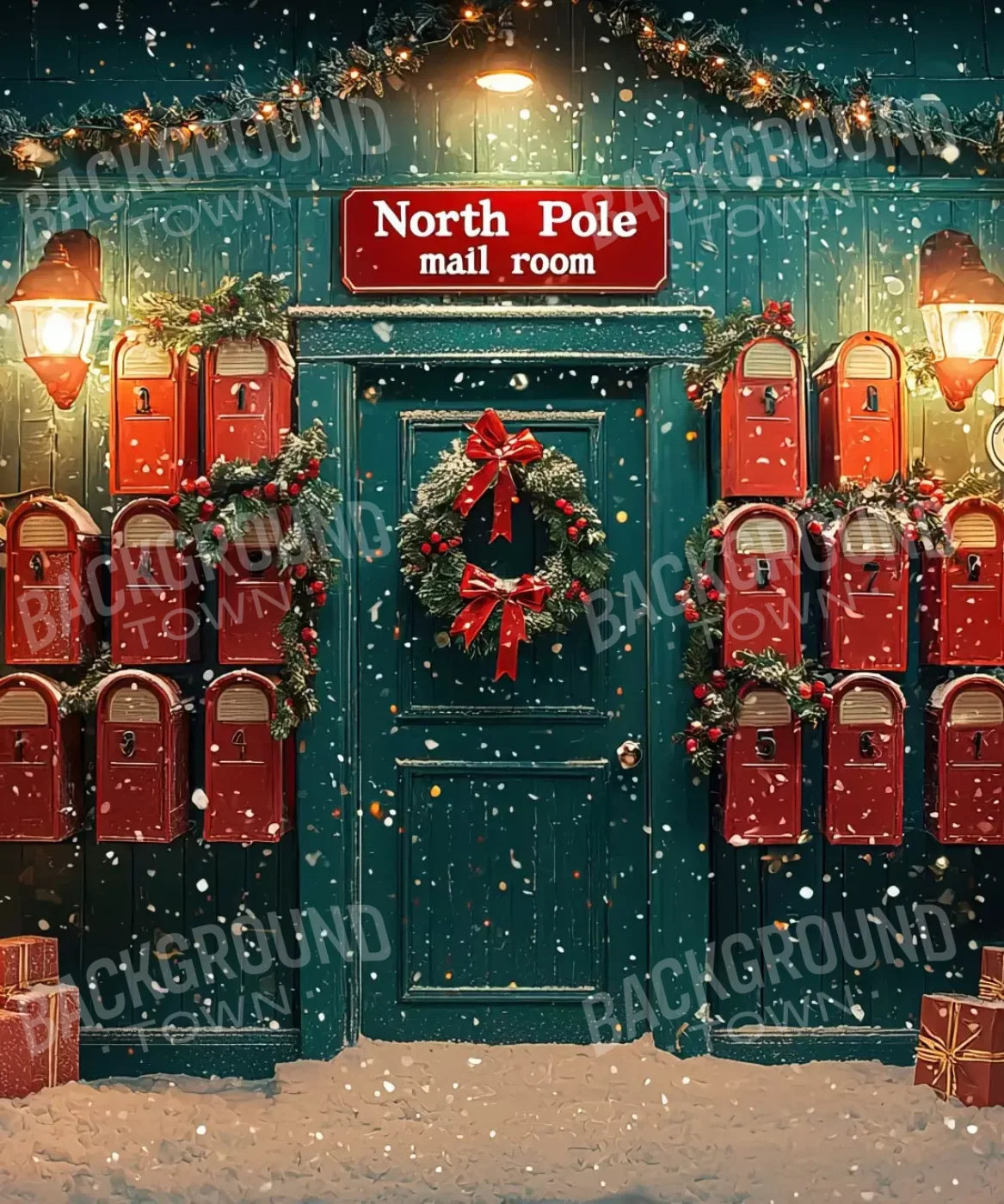 North Pole Mail Room I 10’X12’ Ultracloth (120 X 144 Inch) Backdrop