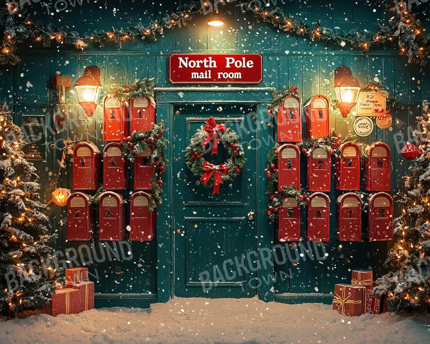 North Pole Mail Room I 10’X8’ Fleece (120 X 96 Inch) Backdrop