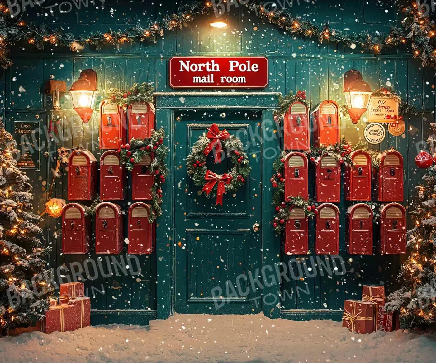 North Pole Mail Room I 12’X10’ Ultracloth (144 X 120 Inch) Backdrop