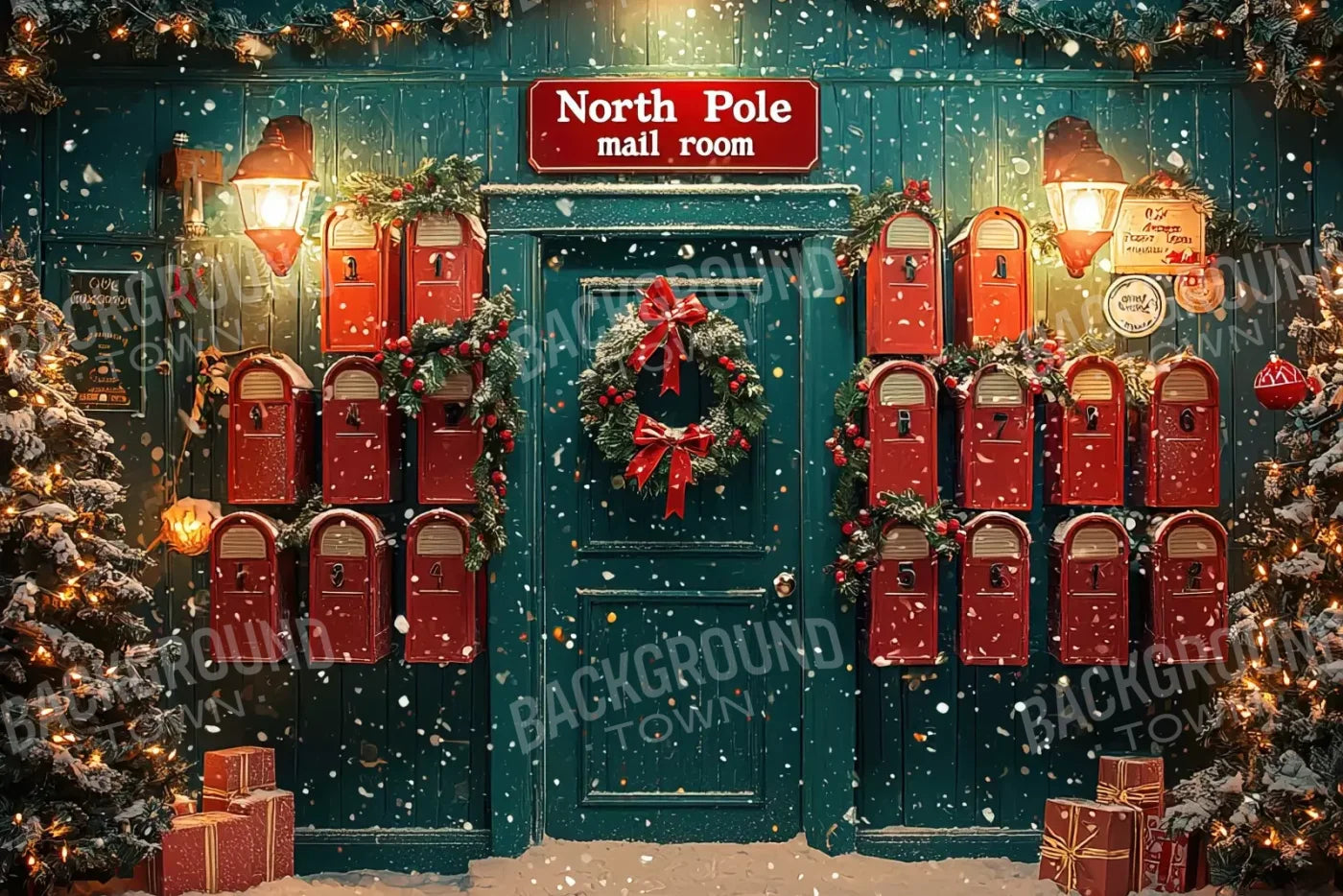 North Pole Mail Room I 12’X8’ Ultracloth (144 X 96 Inch) Backdrop