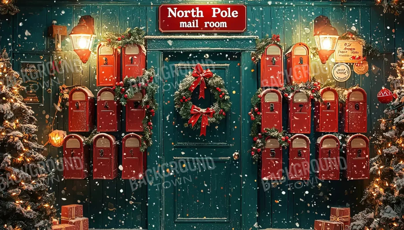 North Pole Mail Room I 14’X8’ Ultracloth (168 X 96 Inch) Backdrop