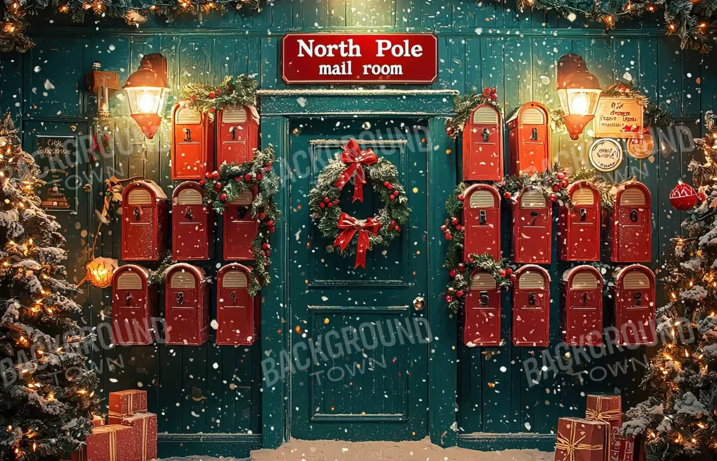 North Pole Mail Room I 14’X9’ Ultracloth (168 X 108 Inch) Backdrop