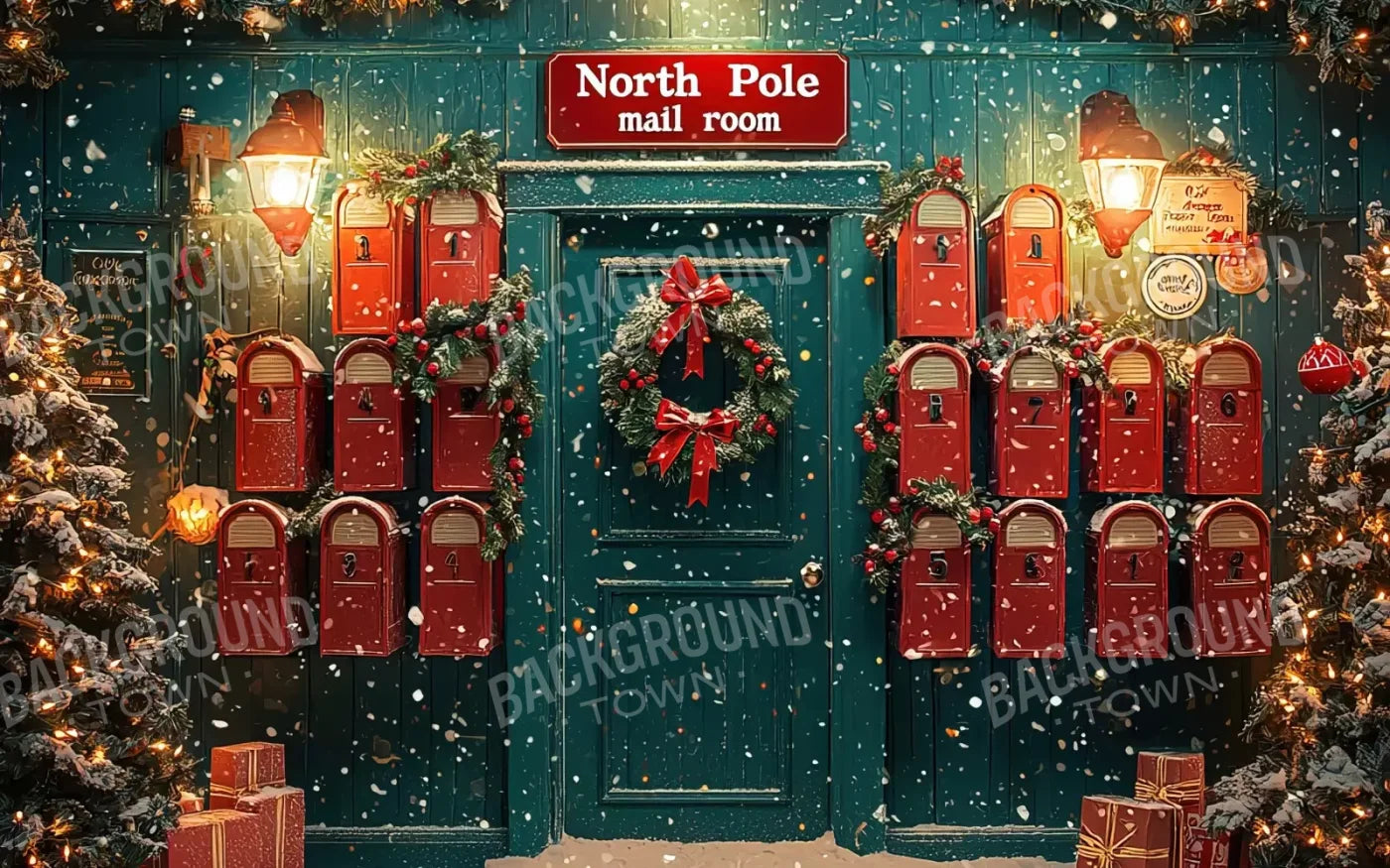 North Pole Mail Room I 16’X10’ Ultracloth (192 X 120 Inch) Backdrop